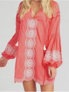 Show Me Your MuMu Claudine Tunic Dress / Cover-Up in Sunburst Coral